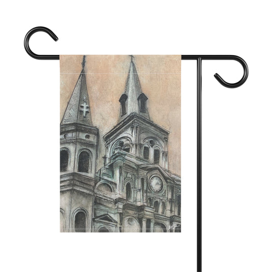 Cathedral In The Crescent City Garden Flag | New Orleans Inspired Outdoor Decor
