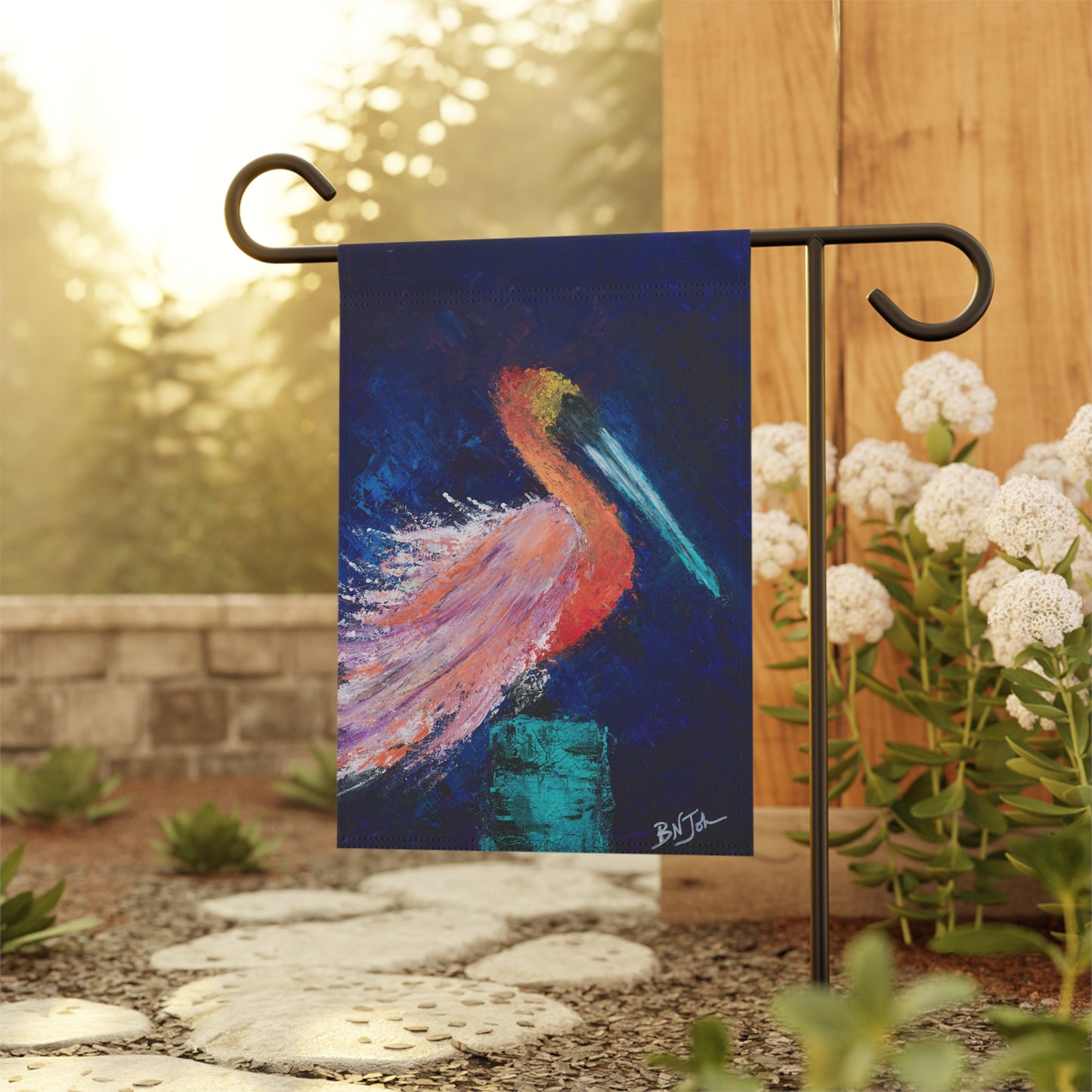 Neon Bayou Bird Garden Flag | Louisiana Inspired Outdoor Decor
