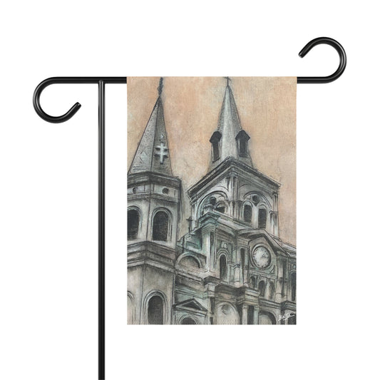 Cathedral In The Crescent City Garden Flag | New Orleans Inspired Outdoor Decor