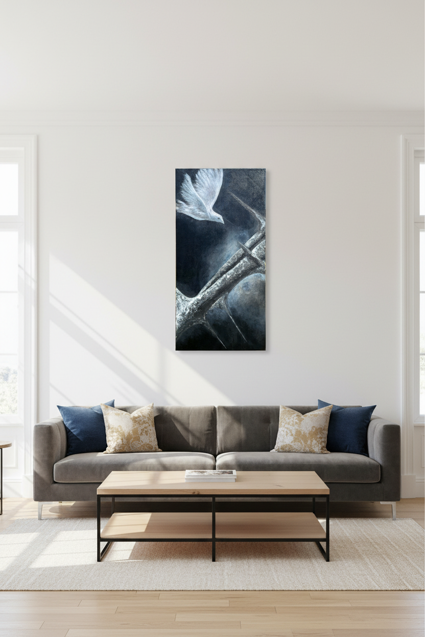 Dove and Thorns Elegant Green Mockup