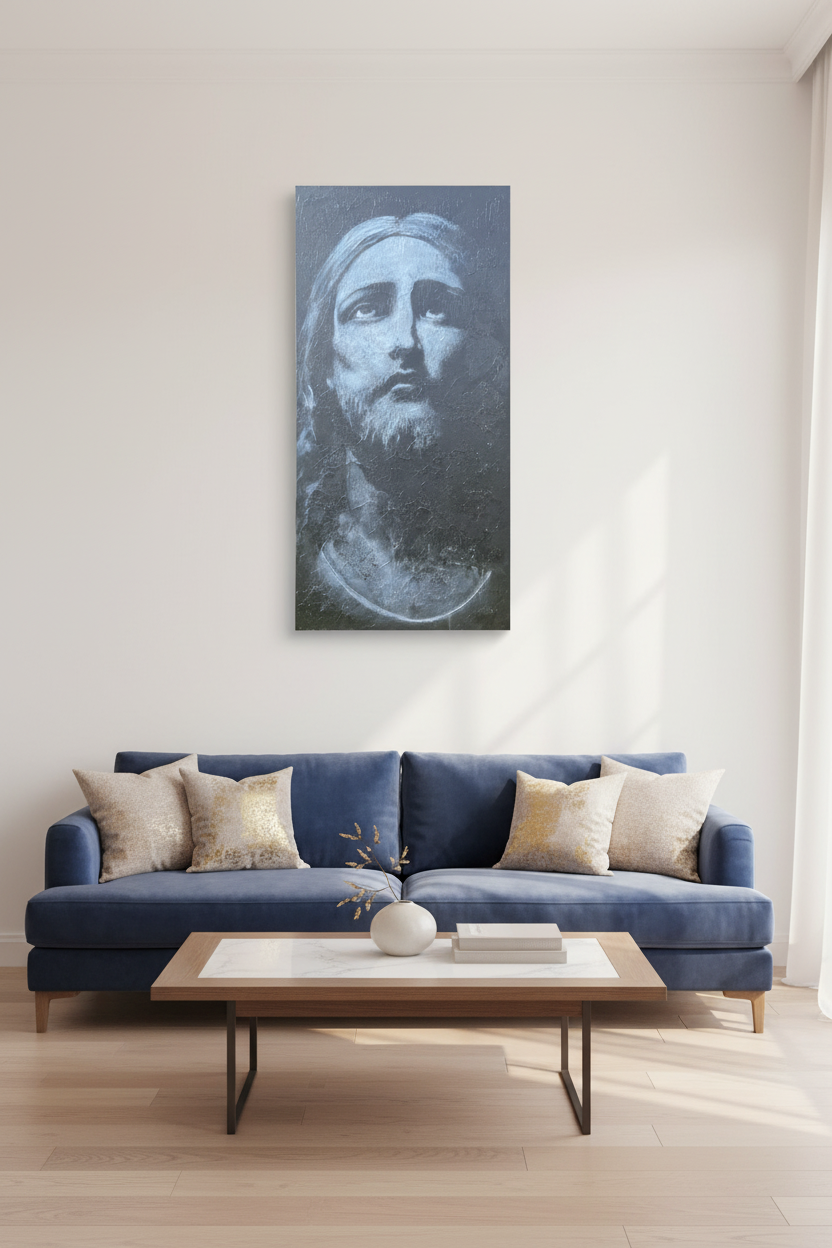 Jesus Portrait Elegant Blue Mockup